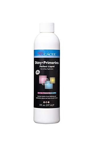 Cacee Shiny + Primerless Acrylic Nail Monomer Liquid 8 oz - Smooth, No Primer Needed, Non-Yellowing Formula, Compatible with Acrylic Nail Powder Set and Brush, Made in USA