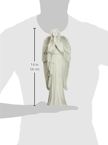 Design Toscano KY930578 Divine Guidance Praying Guardian Angel Religious Garden Statue, Medium, 13 Inch, Antique Stone
