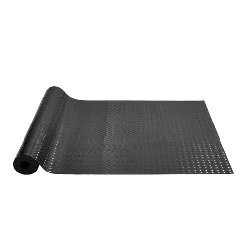 VEVOR Garage Floor Mats, 2 Rolls x 14.7 x 3.6 Ft PVC Garage Flooring Roll, Non-Slip Diamond Texture, 123.14 sq.ft Covering Space, Black Garage Mats for Under Cars, Garage Industry Gym