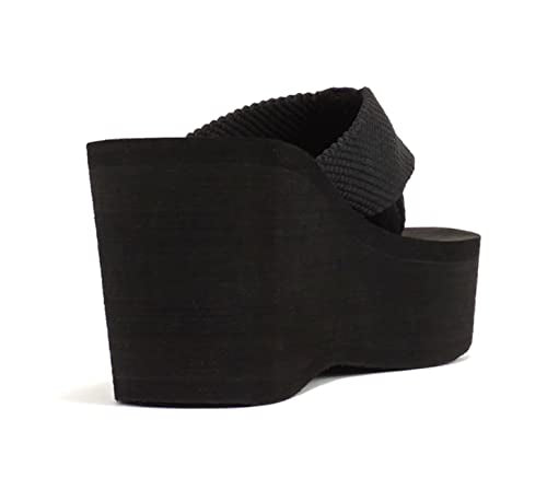 Soda Womens Oxley-S Flip Flop Sandals,Black Pu,6.5