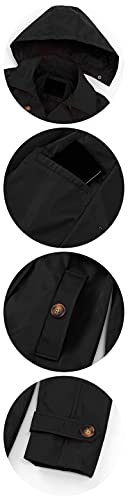 Chrisuno Trench Coats for Women Women's Windproof Waterproof Long Coat Classic Double Breasted Lapel Belt with Removable Hood Black Velvet Lined S