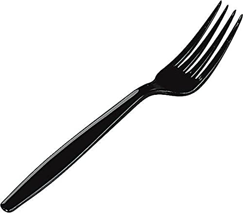 Dixie 7.13" Heavy-Weight Polystyrene Plastic Forks By GP PRO, Black, 1000 Count, FH517