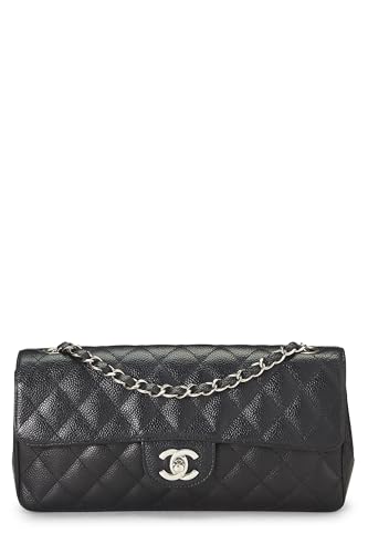 Chanel, Pre-Loved Black Caviar Leather East West Flap Medium, Black