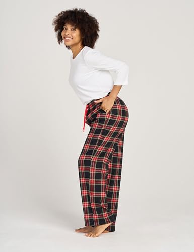 LAPASA Women's Flannel Pajama Pants Plaid 100% Cotton Pajamas Pants 2XL, Red&Blue Plaid