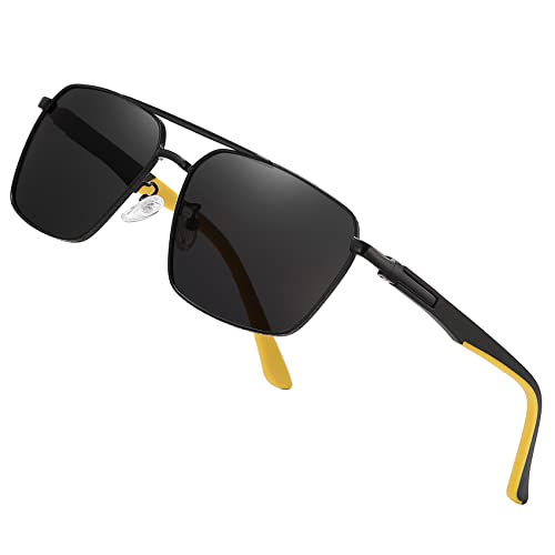KIOYTLIK Trendy Polarized Sunglasses - UV400 Protection, Fashion Aviator Sunglasses for Men Women, Black