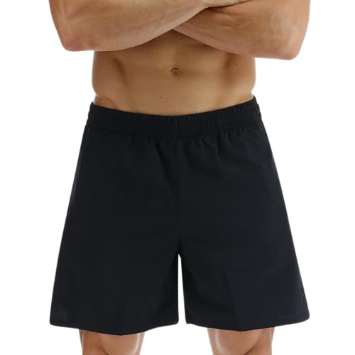 TYR Men's Standard Deck-X Swim Trunk Shorts, 6" Inseam, Black, Small