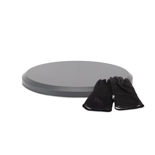 TIKI Social & Huddle Tabletop Fire Pit Cover - 21" Durable Powder Coated Steel Lid - Weather-Resistant Outdoor Fire Pit Protection - Converts Fire Pit into Table - Patio & Backyard Accessory, Gray