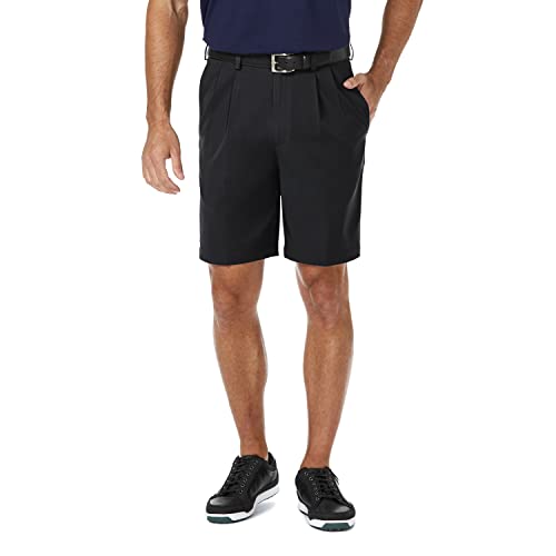 Haggar Men's Cool 18 Pro Straight Fit Pleated Front 4-Way Stretch Expandable Waist Short (Regular and Big & Tall Sizes), String-BT, 52