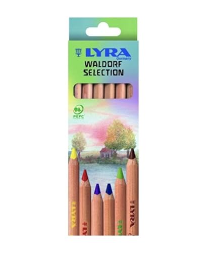 Lyra Waldorf Selection Triangular Colored Pencils - Set of 6 Jumbo Colored Pencils with A 6.25mm Core - Highly Pigmented Thick Colored Pencils for Artists and Students - Durable Pencils for Coloring