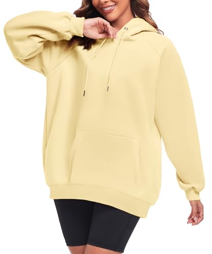 FKEEP Oversize Hoodies Women Fleece Crewneck Sweatshirt Casual Long Sleeve Pullover Tops with Pockets(Wine Red,Medium)