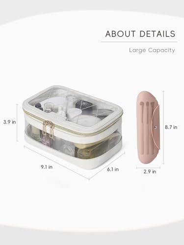 CLUCI Makeup Bag, Clear Makeup Bag, Travel Make Up Bag, Cosmetic Bag, Makeup Brush Organizer Portable Make Up Pouch Organizer Large Capacity Makeup Brush Holder Travel Essentials for Women