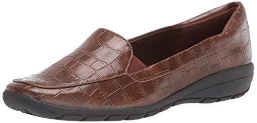 Easy Spirit womens Abriana Loafer Flat, Brown-crocodile, 8.5 US