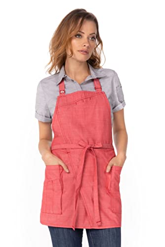 Chef Works Unisex Medford Short Bib Apron, Coral, One Size