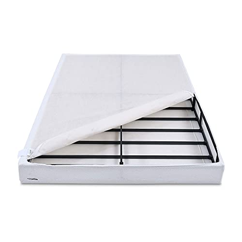 Amazon Basics Smart Box Spring Bed Base, 5 Inch Mattress Foundation, Tool-Free Easy Assembly, Twin, 74"L x 38"W x 5"H, White
