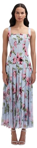 Oscar de la Renta, Poppy Cady Inset Dress, Light Blue/Pink, 12