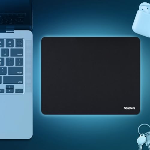 Senetem Thin Mouse Pad, 4 Pack Smooth Gaming Mouse pads, Non-Slip Rubber Base, Laser & Optical Mousepad for Laptop, Computer, Office & Home, Small Portable, 11x8.6 in, Black