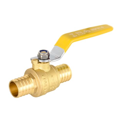 EFIELD 1-Inch Pex Brass Full Port Shut-off Ball Valve, Yellow Handle Brass UPC Certified,(VALVE020)