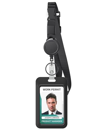 Uniclife 100 Pack Sliding ID Badge Holder Hard Black Vertical Plastic Card Case Protector Pouch with Clear Window for Office School ID Credit Cards Proximity Key Cards Driver’s Licenses and Passes