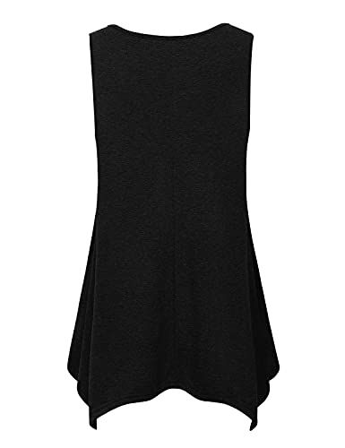 MOQIVGI Black Tank Tops for Women Dressy Lace Patchwork Sleeveless Tshirts Trendy Spring Summer Casual Sexy Elegant Tunic Tanks to Wear with Leggings Medium