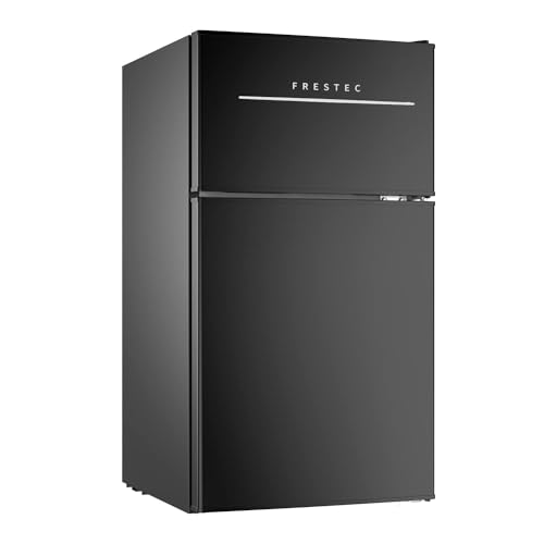 Frestec 3.1 CU' Mini Fridge with Freezer,2-Door Compact Refrigerator,Small Refrigerator for Bedroom Dorm Office Apartment, Black (FR 302 BK)