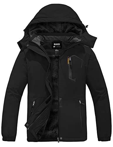 Skieer Women's Waterproof Ski Jacket Winter Snowboarding Coat(Black,XS)