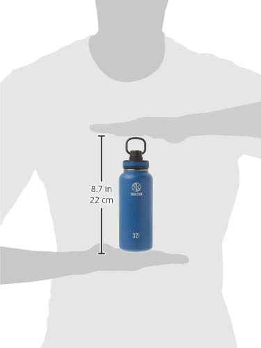 Takeya Originals 32 oz Vacuum Insulated Stainless Steel Water Bottle with Straw Lid, Navy