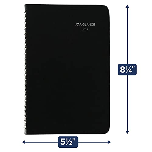 AT-A-GLANCE 2024 Weekly Appointment Book & Planner, 5" x 8", Small, Tabbed Telephone/Address Pages, DayMinder, Black (G2100024)