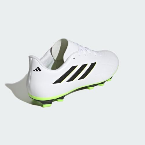 adidas Unisex Copa Pure.4 Firm Ground Sneaker, White/Core Black/Lucid Lemon, 4 US Men