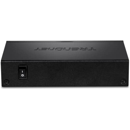 TRENDnet 5-Port Gigabit PoE+ Switch, 32W PoE Power Budget, 10Gbps Switching Capacity, IEEE 802.1p QoS, DSCP Pass-Through Support, Fanless, Wall Mountable, Lifetime Protection, Black, TPE-TG52