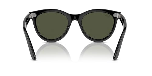 Ray-Ban RB2241 Wayfarer Way Round Sunglasses, Black/Green, 51 mm