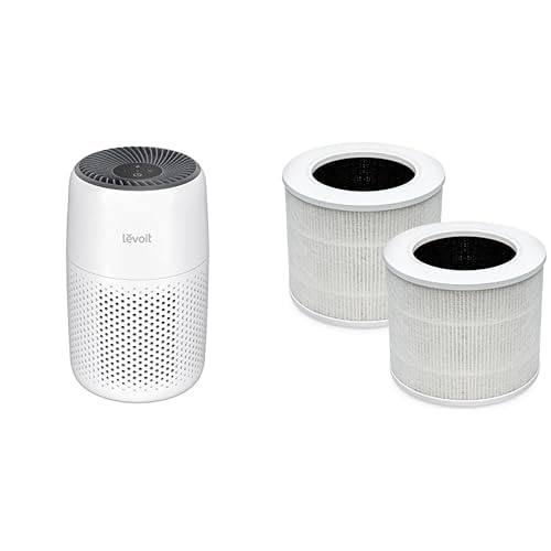 LEVOIT Core Mini Air Purifier and Replacement Filter 2Pack- Compact and Portable Design, VortexAir Technology, 3-Stage Filtration System, Removes Allergens, Odors, and Pet Dander