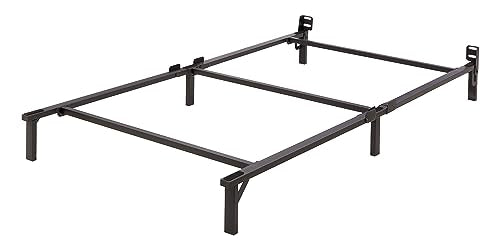 Amazon Basics Metal Bed Frame, 6-Leg Base for Box Spring and Mattress, Tool-Free Easy Assembly, 74.5"L x 38.5"W x 7"H, Twin, Black