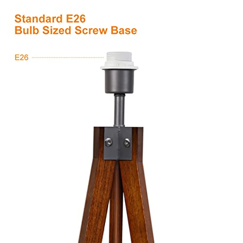 LEPOWER Wood Tripod Floor Lamp, Mid Century Standing Lamp, Modern Design Studying Light for Living Room, Bedroom, Study Room and Office, Flaxen Lamp Shade with E26 Lamp Base Walnut