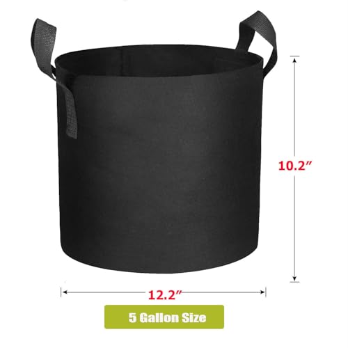 Cavisoo 24-Pack 5 Gallon Grow Bags, Heavy Duty Thickened Non-Woven Plant Fabric Pots with Reinforced Handles