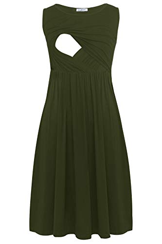 Smallshow Women's Sleeveless Nursing Dresses Patchwork Maternity Breastfeeding Dress SVP089 Medium