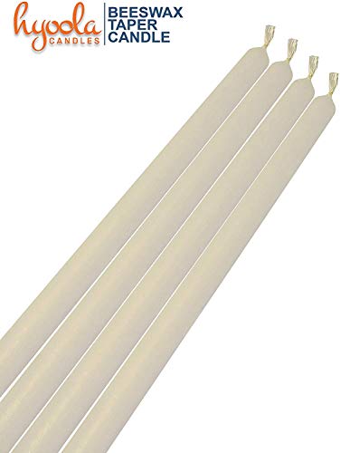 8" Beeswax Taper Candles 12 Pack - Handmade, All Natural, 100% Pure Unscented Bee Wax Candle - Tall, Decorative, White - 8 Hour Burn Time