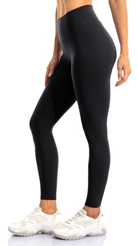 Lavento Women's All Day Soft Yoga Leggings High-Rise 28" - No Front Seam Workout Active Legging for Women (Black, 4)