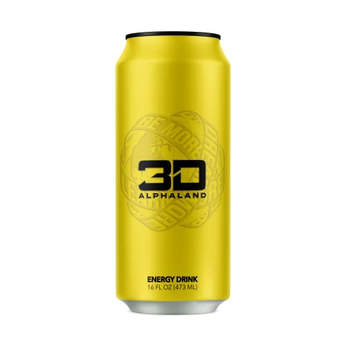 3D Energy Alphaland | Sugar Free Energy Drink | Pre Workout Energy | 200mg Caffeine with Taurine and L-Carnitine | 16 Fluid Ounce | 12 Pack | Yellow
