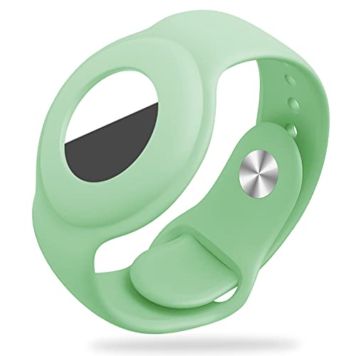 TENNTOOSI Silicone Airtag Bracelet for Kids Airtag Wristband Kids Watch Band Airtags Cases Airtag Holder for Kids Children (Green)