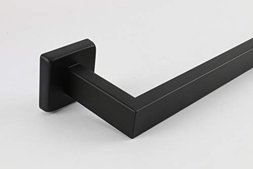 TocTen Bath Towel Rack - Square Base Thicken SUS304 Stainless Steel Towel Bar for Bathroom, Bathroom Accessories Towel Rod Heavy Duty Wall Mounted Towel Holder. (Black, 12)