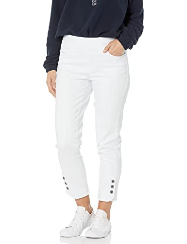 SLIM-SATION Women's Pull On Ankle Pant with Tummy Control Panel, White, 2