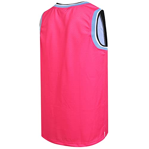 DEHANER Blank Basketball Jersey for Men Women Unisex 90s 00s Hip-Hop Hipster Mesh Party Shirts,White/Light Blue/Pink Gradient Jersey,Men Size Medium