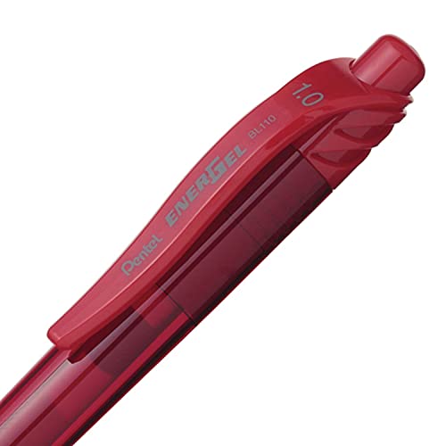 Pentel EnerGel-X Retractable Liquid Gel Pen (1.0mm) Metal Tip, Red Ink, Box of 12 (BL110-B)