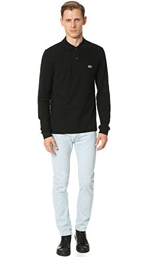 Lacoste Mens Classic Long Sleeve Pique Polo Shirt, Black, Small US