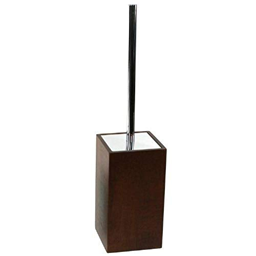 Gedy Papiro Square Toilet Brush Holder Made of Wood, Brown