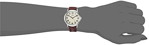 Timex Women's Easy Reader 30mm Watch – Silver-Tone Case Cream Dial with Brown Croco Leather Strap