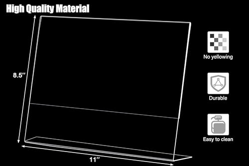 xydstay 3 pack 8.5x11 Acrylic Sign Holder for Picture Frames, L Shape Clear Plastic, Plastic Sign Holder,Menu Holder, Unbreakable Table Sign Holder for Restaurant, Office, School, Store and Home Use