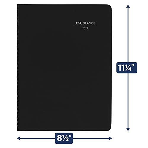 AT-A-GLANCE 2024 Weekly Planner, DayMinder, Quarter-Hourly Appointment Book, 8" x 11", Large, Black (G5200024)