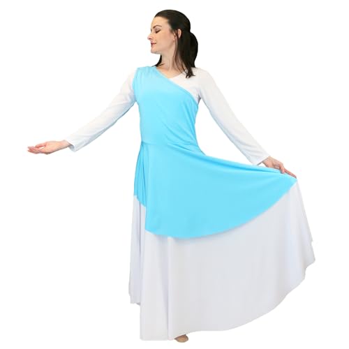 Danzcue Women’s Asymmetrical Dance Tunic Praise Dance Tunic for Women (White Dress Not Included), Scarlet, Large-X-Large