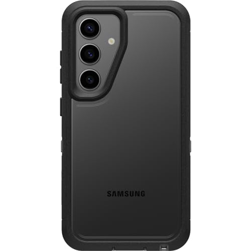 OtterBox Samsung Galaxy S24 Defender Series XT Clear Case - DARK SIDE (Clear/Black), screenless, rugged, lanyard attachment